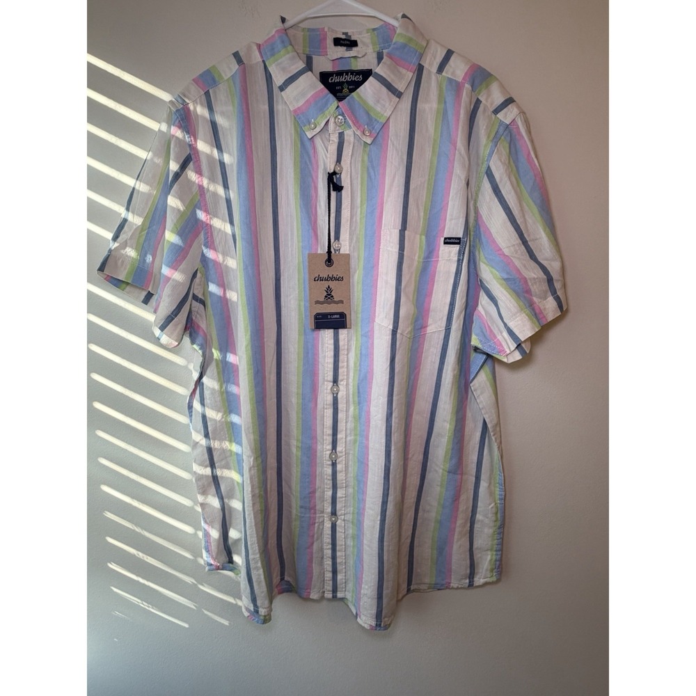Chubbies Shirt Mens XL Multi Striped Comfort Short Sleeve Collared Button Down